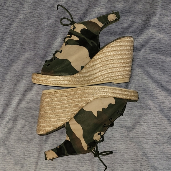 💞 8.5 | Call It Spring | Espadrille Tie-Up Open Toe & Ankle Wedge Heels - Picture 5 of 10